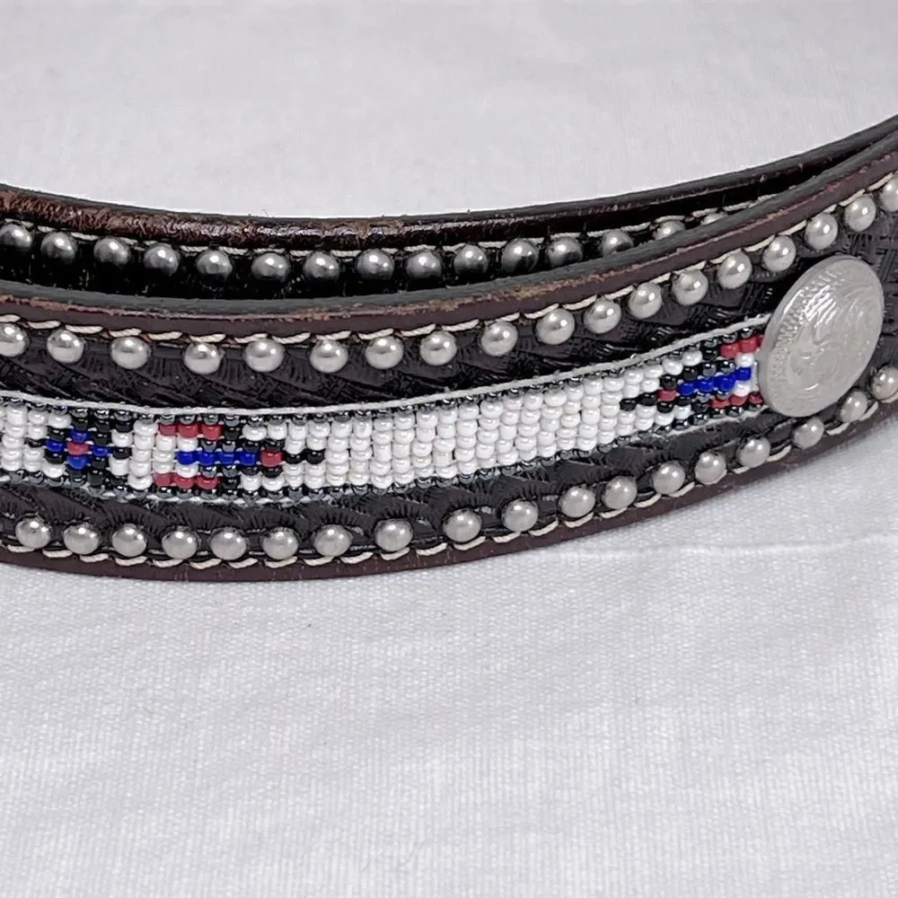 Vintage Aztec design handmade leather belt, men’s size 32-33 waist - Picture 5 of 6
